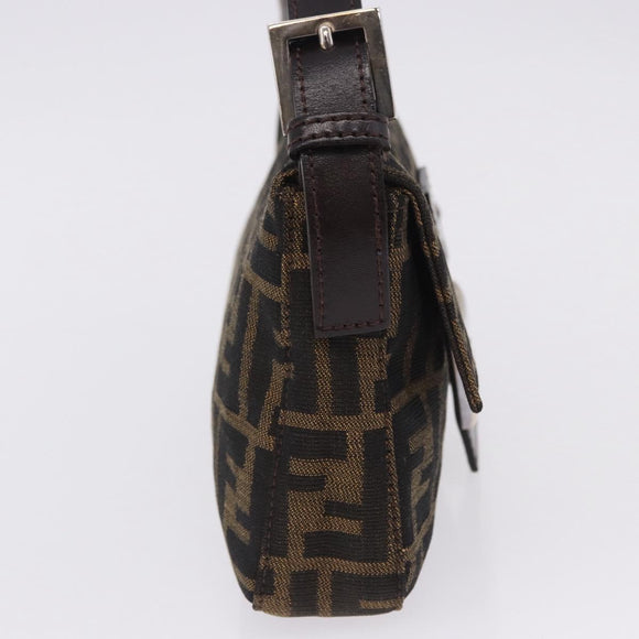 FENDI Zucca Canvas Mamma Baguette Shoulder Bag Brown Black Auth 200533V