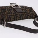 FENDI Zucca Canvas Mamma Baguette Shoulder Bag Brown Black Auth 200533V-6