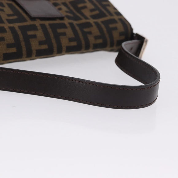 FENDI Zucca Canvas Mamma Baguette Shoulder Bag Brown Black Auth 200533V