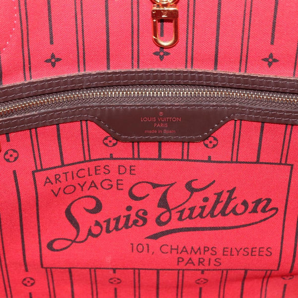 LOUIS VUITTON Damier Ebene Neverfull MM Tote Bag N51105 LV Auth 200534A
