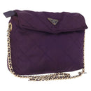 PRADA Chain Shoulder Bag Nylon Purple Gold Auth 200535-1
