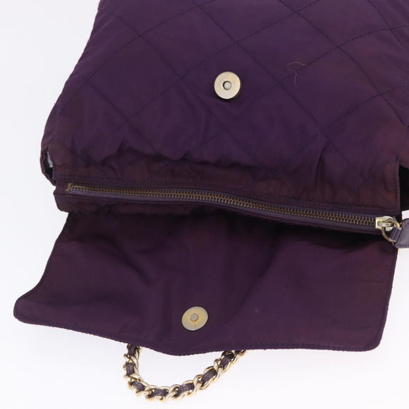 PRADA Chain Shoulder Bag Nylon Purple Gold Auth 200535