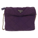 PRADA Chain Shoulder Bag Nylon Purple Gold Auth 200535-2