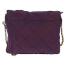 PRADA Chain Shoulder Bag Nylon Purple Gold Auth 200535-3