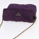 PRADA Chain Shoulder Bag Nylon Purple Gold Auth 200535-6