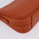 PRADA Accessory Pouch Saffiano leather Orange Gold Auth 200537V-15