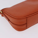 PRADA Accessory Pouch Saffiano leather Orange Gold Auth 200537V-17