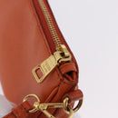 PRADA Accessory Pouch Saffiano leather Orange Gold Auth 200537V-8
