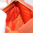 PRADA Accessory Pouch Saffiano leather Orange Gold Auth 200537V-21