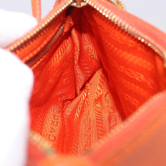PRADA Accessory Pouch Saffiano leather Orange Gold Auth 200537V