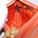 PRADA Accessory Pouch Saffiano leather Orange Gold Auth 200537V-22