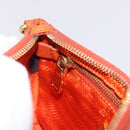 PRADA Accessory Pouch Saffiano leather Orange Gold Auth 200537V-23