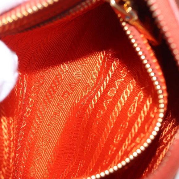 PRADA Accessory Pouch Saffiano leather Orange Gold Auth 200537V