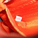 PRADA Accessory Pouch Saffiano leather Orange Gold Auth 200537V-10