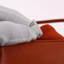 PRADA Accessory Pouch Saffiano leather Orange Gold Auth 200537V-11