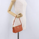 PRADA Accessory Pouch Saffiano leather Orange Gold Auth 200537V-25