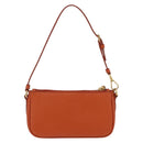 PRADA Accessory Pouch Saffiano leather Orange Gold Auth 200537V-2