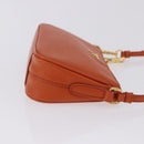 PRADA Accessory Pouch Saffiano leather Orange Gold Auth 200537V-3
