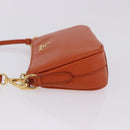 PRADA Accessory Pouch Saffiano leather Orange Gold Auth 200537V-4