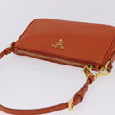 PRADA Accessory Pouch Saffiano leather Orange Gold Auth 200537V-6