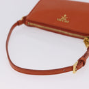 PRADA Accessory Pouch Saffiano leather Orange Gold Auth 200537V-7