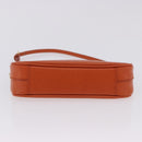 PRADA Accessory Pouch Saffiano leather Orange Gold Auth 200537V-5