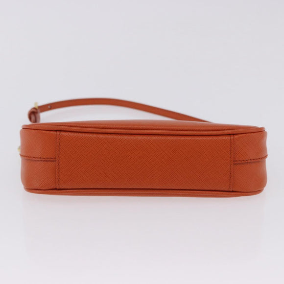PRADA Accessory Pouch Saffiano leather Orange Gold Auth 200537V