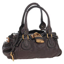 Chloe Paddington Hand Bag Leather Brown Gold Silver Auth 200539V-1
