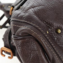 Chloe Paddington Hand Bag Leather Brown Gold Silver Auth 200539V-10