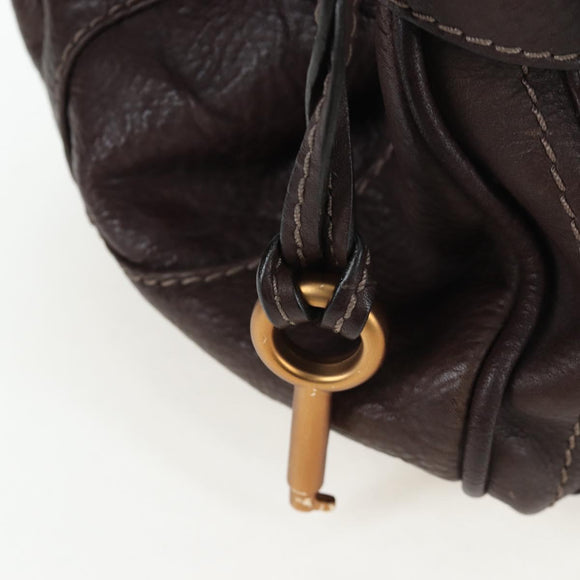 Chloe Paddington Hand Bag Leather Brown Gold Silver Auth 200539V