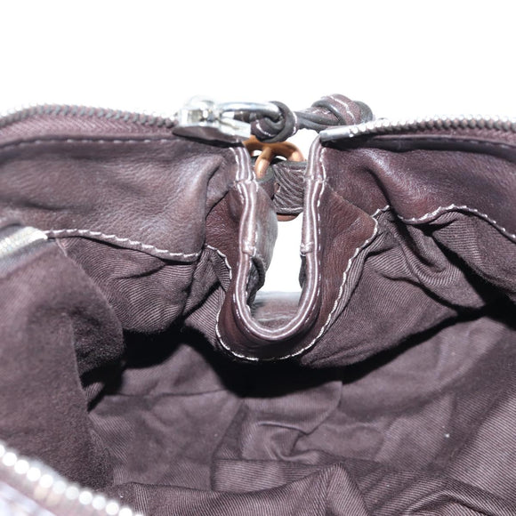 Chloe Paddington Hand Bag Leather Brown Gold Silver Auth 200539V
