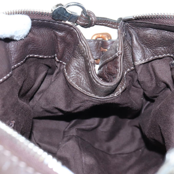Chloe Paddington Hand Bag Leather Brown Gold Silver Auth 200539V