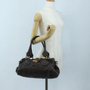 Chloe Paddington Hand Bag Leather Brown Gold Silver Auth 200539V-25