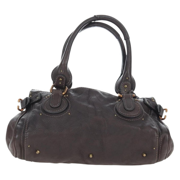 Chloe Paddington Hand Bag Leather Brown Gold Silver Auth 200539V