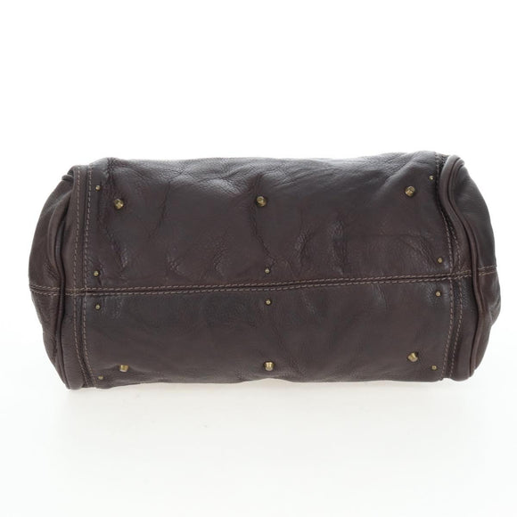 Chloe Paddington Hand Bag Leather Brown Gold Silver Auth 200539V