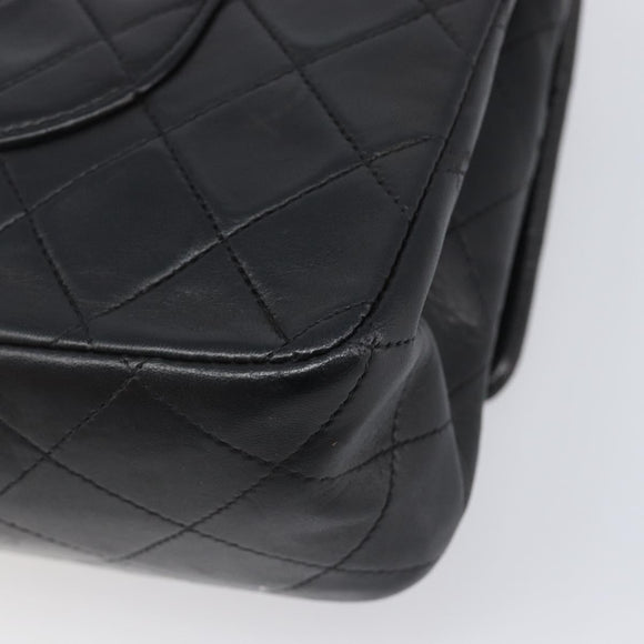 CHANEL Chain Matelasse 25 Shoulder Bag Lamb Skin Black Gold CC Auth 200542SAM