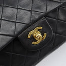CHANEL Chain Matelasse 25 Shoulder Bag Lamb Skin Black Gold CC Auth 200542SAM-14