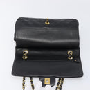 CHANEL Chain Matelasse 25 Shoulder Bag Lamb Skin Black Gold CC Auth 200542SAM-15