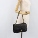CHANEL Chain Matelasse 25 Shoulder Bag Lamb Skin Black Gold CC Auth 200542SAM-25