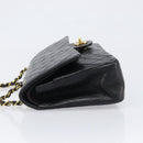 CHANEL Chain Matelasse 25 Shoulder Bag Lamb Skin Black Gold CC Auth 200542SAM-5