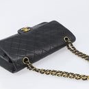 CHANEL Chain Matelasse 25 Shoulder Bag Lamb Skin Black Gold CC Auth 200542SAM-6