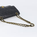 CHANEL Chain Matelasse 25 Shoulder Bag Lamb Skin Black Gold CC Auth 200542SAM-7