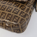 FENDI Zucchino Canvas Mamma Baguette Bag Coated Canvas Beige Gold Auth 200545V-14