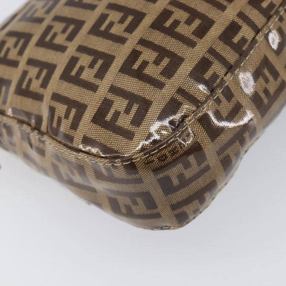 FENDI Zucchino Canvas Mamma Baguette Bag Coated Canvas Beige Gold Auth 200545V