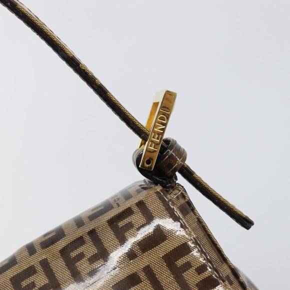 FENDI Zucchino Canvas Mamma Baguette Bag Coated Canvas Beige Gold Auth 200545V