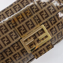 FENDI Zucchino Canvas Mamma Baguette Bag Coated Canvas Beige Gold Auth 200545V-19