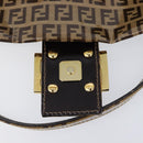 FENDI Zucchino Canvas Mamma Baguette Bag Coated Canvas Beige Gold Auth 200545V-10