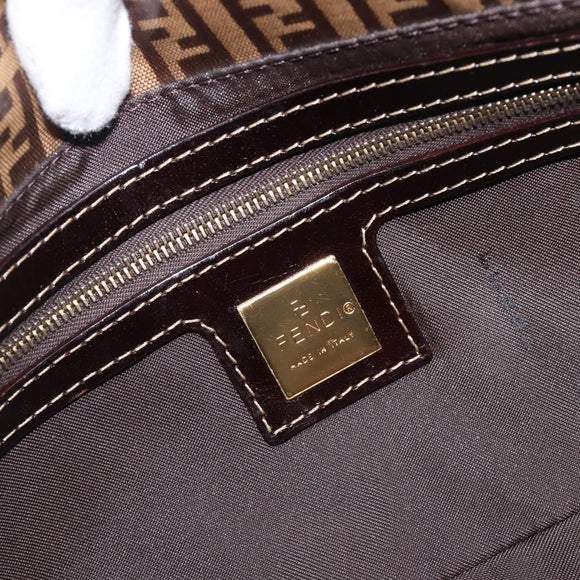 FENDI Zucchino Canvas Mamma Baguette Bag Coated Canvas Beige Gold Auth 200545V