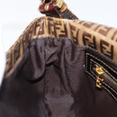 FENDI Zucchino Canvas Mamma Baguette Bag Coated Canvas Beige Gold Auth 200545V-23