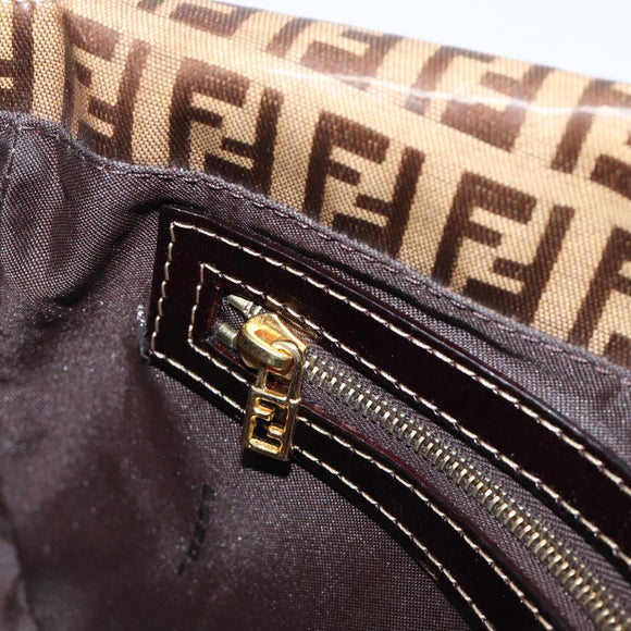 FENDI Zucchino Canvas Mamma Baguette Bag Coated Canvas Beige Gold Auth 200545V